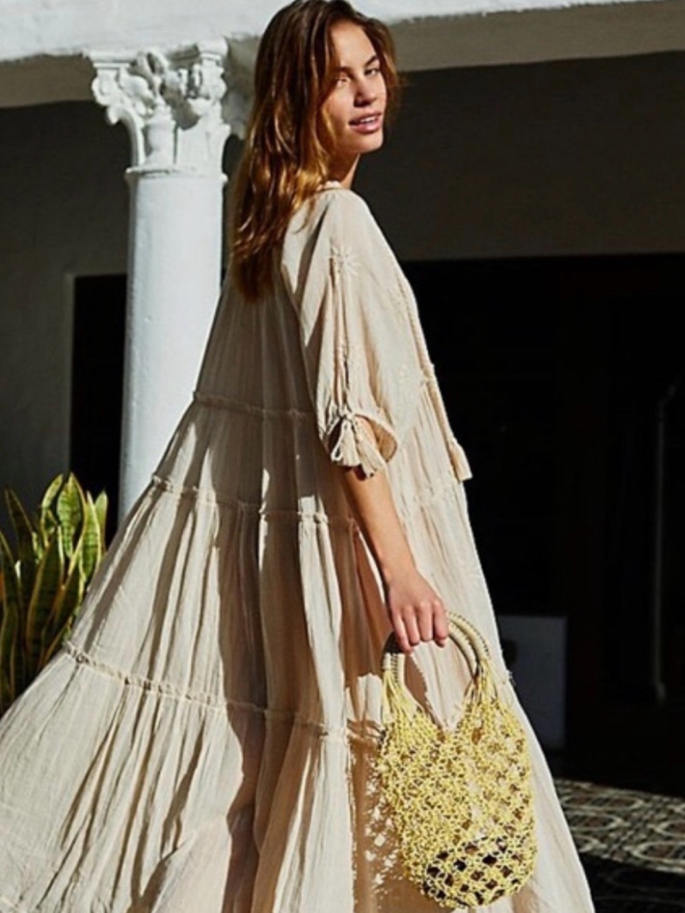 Free People Sandstone Tiered Maxi Dress SZ XS